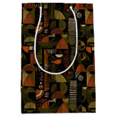 Dunkles geometrisches Muster aus dem mittleren 20. Mittlere Geschenktüte (Vorderseite)