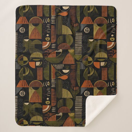 Dunkles geometrisches Muster aus dem mittleren 20. Sherpadecke (Vorderseite)