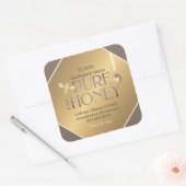 Dunkles Gold Honey Label Perlized Honig Tropfen un Quadratischer Aufkleber (Umschlag)
