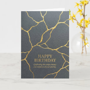 Dunkles Gold Kintsugi Risse Alles Gute zum Geburts Karte