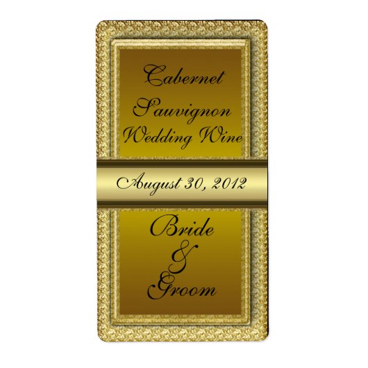 Dunkles Gold Wedding Wine Label (Vorne)