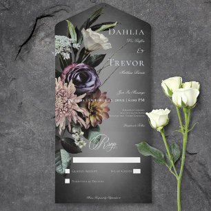Dunkles Gothic-Mysterium - Florale Unschärfe ohne All In One Einladung