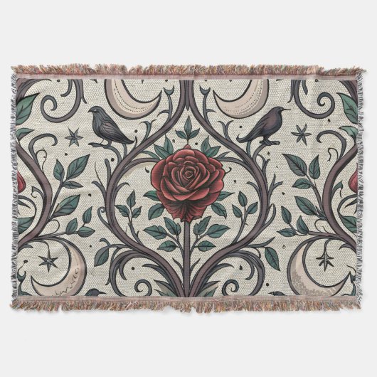 Dunkles Gothic-Rosen-Muster (1) Decke (Vorderseite)