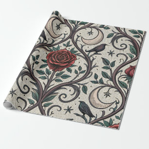 Dunkles Gothic-Rosen-Muster (1) Geschenkpapier