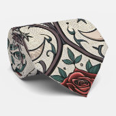 Dunkles Gothic-Rosen-Muster (1) Krawatte (Gerollt)