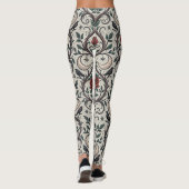 Dunkles Gothic-Rosen-Muster (1) Leggings (Rückseite)