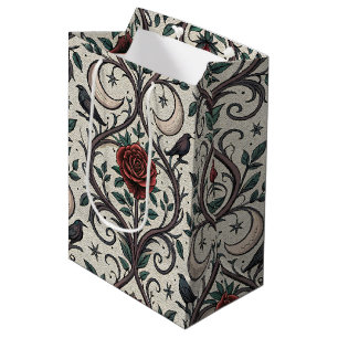 Dunkles Gothic-Rosen-Muster (1) Mittlere Geschenktüte