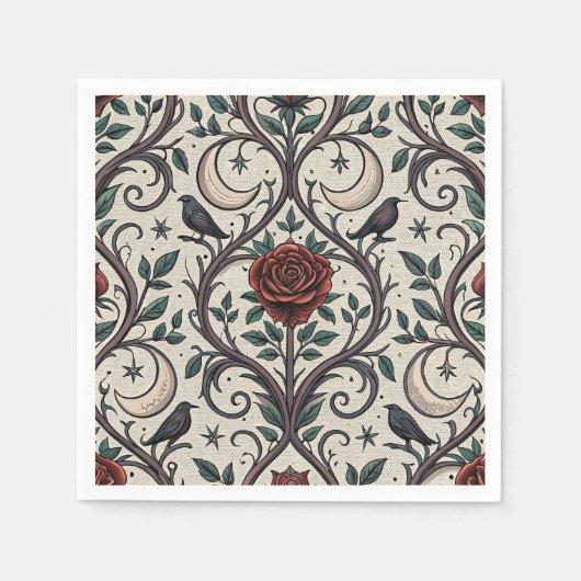 Dunkles Gothic-Rosen-Muster (1) Serviette (Vorderseite)