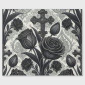 Dunkles Gothic-Rosen-Muster (2) Geschenkpapier (Flach)