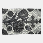 Dunkles Gothic-Rosen-Muster (2) Geschirrtuch (Horizontal)