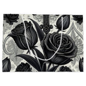 Dunkles Gothic-Rosen-Muster (2) Große Geschenktüte (Rückseite)