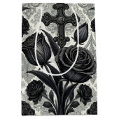 Dunkles Gothic-Rosen-Muster (2) Mittlere Geschenktüte (Vorderseite)