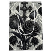 Dunkles Gothic-Rosen-Muster (2) Mittlere Geschenktüte (Rückseite)