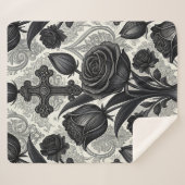Dunkles Gothic-Rosen-Muster (2) Sherpadecke (Vorderseite (Horizontal))