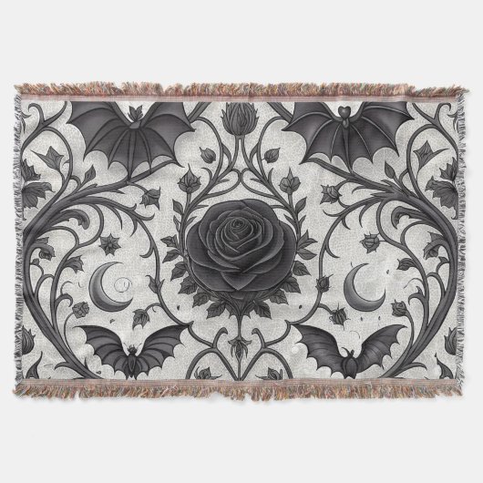 Dunkles Gothic-Rosen-Muster (3) Decke (Vorderseite)