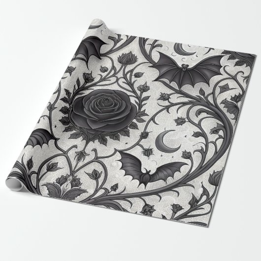 Dunkles Gothic-Rosen-Muster (3) Geschenkpapier (Ungerollt)
