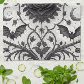 Dunkles Gothic-Rosen-Muster (3) Geschirrtuch (Gefaltet)