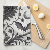 Dunkles Gothic-Rosen-Muster (3) Geschirrtuch (Viertel Falte)