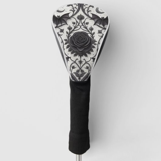 Dunkles Gothic-Rosen-Muster (3) Golf Headcover (Vorderseite)