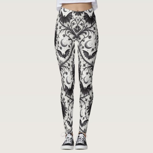 Dunkles Gothic-Rosen-Muster (3) Leggings (Vorderseite)