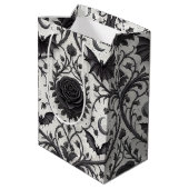 Dunkles Gothic-Rosen-Muster (3) Mittlere Geschenktüte (Rückseite Schrägansicht)