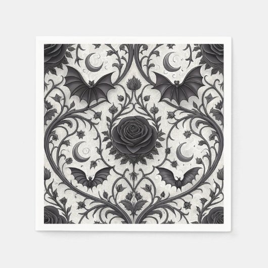 Dunkles Gothic-Rosen-Muster (3) Serviette (Vorderseite)