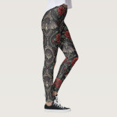 Dunkles Gothic-Rosenmuster (4) Leggings (Rechts)