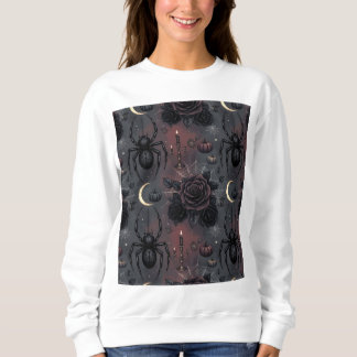 Dunkles gothisches Halloween-Nahtlosmuster: Spinne Sweatshirt
