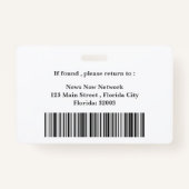 Dunkles Grau & White Press Pass Abzeichen Ausweis (Rückseite)