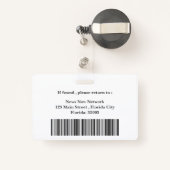 Dunkles Grau & White Press Pass Abzeichen Ausweis (Rückseite mit Rechteck)