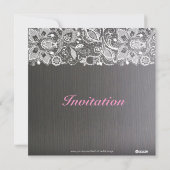 Dunkles graues Holz und weißes Spitzen Brautparty Einladung (Rückseite)