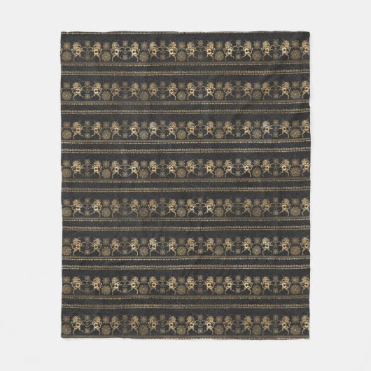 Dunkles Graues und goldenes Bohemisches Einhornmus Fleecedecke (Vorderseite)