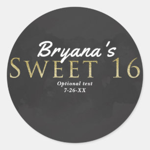 Dunkles Gray & Gold SWEET 16 Geburtstagsparty Gefa Runder Aufkleber