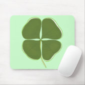 Dunkles grünes Kleeblatt, Vierblättriges Kleeblatt Mousepad (Mit Mouse)