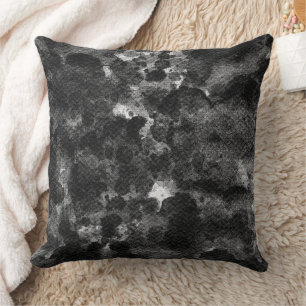 Dunkles Grunge-Abstraktes Schwarz-Marmor-Design Kissen