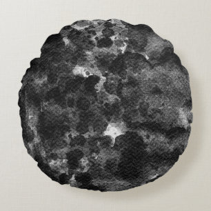 Dunkles Grunge-Abstraktes Schwarz-Marmor-Design Rundes Kissen