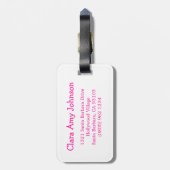 Dunkles Haar Mädchen mit sonnigen Kindern mit Gepä Gepäckanhänger (Rückseite vertikal)