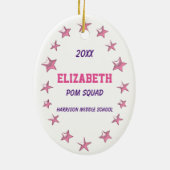 Dunkles Haar Pom Gruppe-personalisiertes Andenken Keramik Ornament (Hinten)