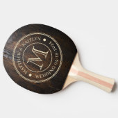 Dunkles Hackbrett Hochzeitsmonogramm Tischtennis Schläger (Seitenansicht)