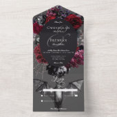 Dunkles Halloween Glam Floral Grau Kein Abendessen All In One Einladung (Innen Boden)