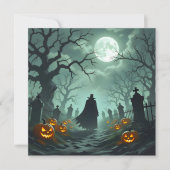 Dunkles Halloween Night Spooky Graveyard Landschaf Karte (Vorderseite)