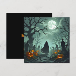 Dunkles Halloween Night Spooky Graveyard Landschaf Karte