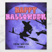 Dunkles Halloween-Party mit niedlicher Katze mit Weinetikett (Einzelnes Label)