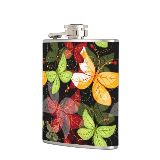 Dunkles Herbst-Muster Flachmann (Links)