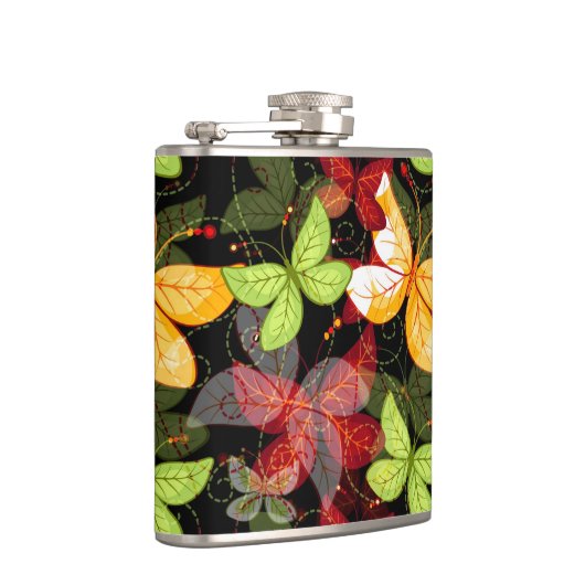 Dunkles Herbst-Muster Flachmann (Rechts)