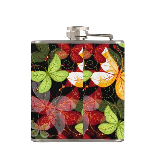 Dunkles Herbst-Muster Flachmann (Rückseite)