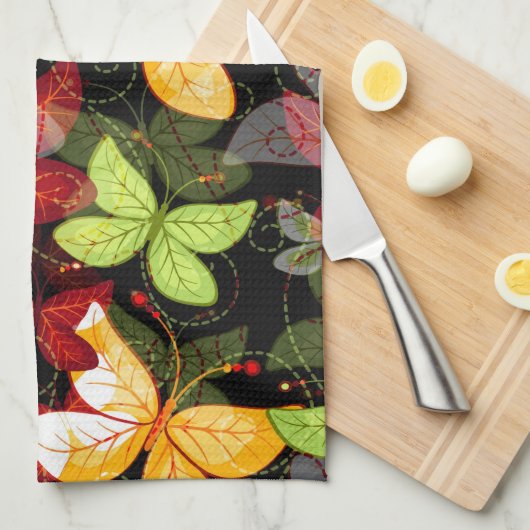 Dunkles Herbst-Muster Handtuch (Viertel Falte)