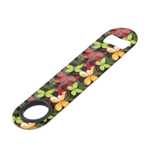 Dunkles Herbst-Muster Speed Flaschenöffner (Rückseite Schrägansicht)