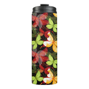 Dunkles Herbst-Muster Thermosbecher
