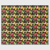 Dunkles Herbstmuster Geschenkpapier (Flach)